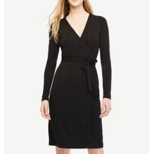 Ann Taylor Always On Wrap Dress Black Size 2 Rayon/Spandex
